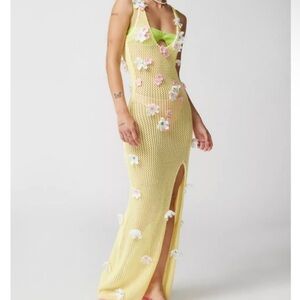 For Love and Lemons Corie Crochet Floral Maxi Dress - worn once